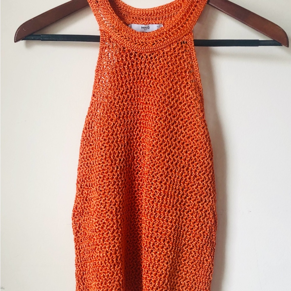 Ming Suit Crocheted Top Burnt Orange Razor Back fit S/M. Soft